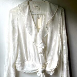 Anthropologie Milena Peasant Cottage Modern Floral Boho Ruffle Top Medium